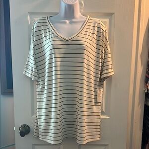 Grace & Lace Striped V-Neck T-Shirt